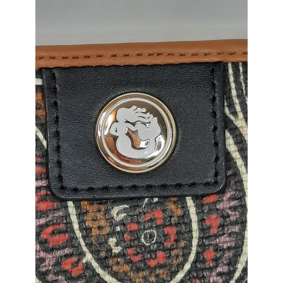 Spartina Floral Snap Wallet Daufuskie Island Brown Linen Leather Organizer - Picture 3 of 10